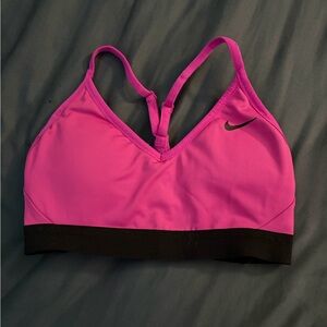 Nike Women's Vibrant Pink and Black Sports Bra